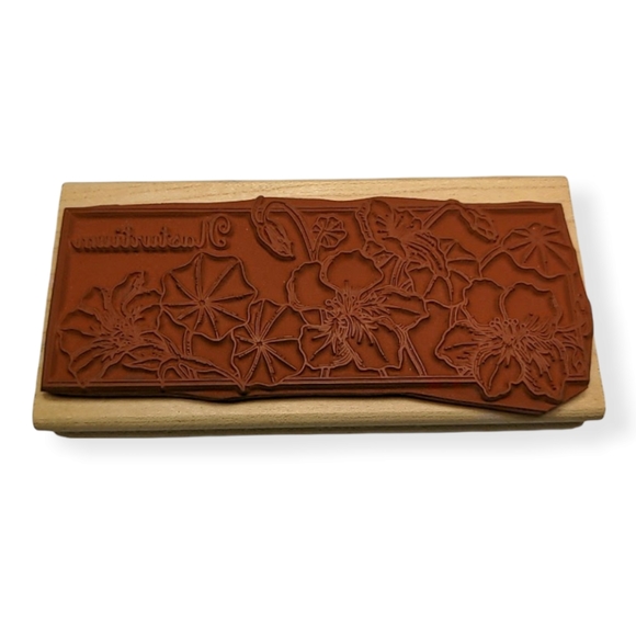 Stampede Rubber Stamp Nasturtium Flower Floral Border - Picture 3 of 6